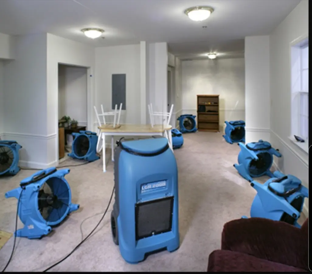 Air movers and dehumidifier setup for Water Damage Restoration in Rancho Mirage