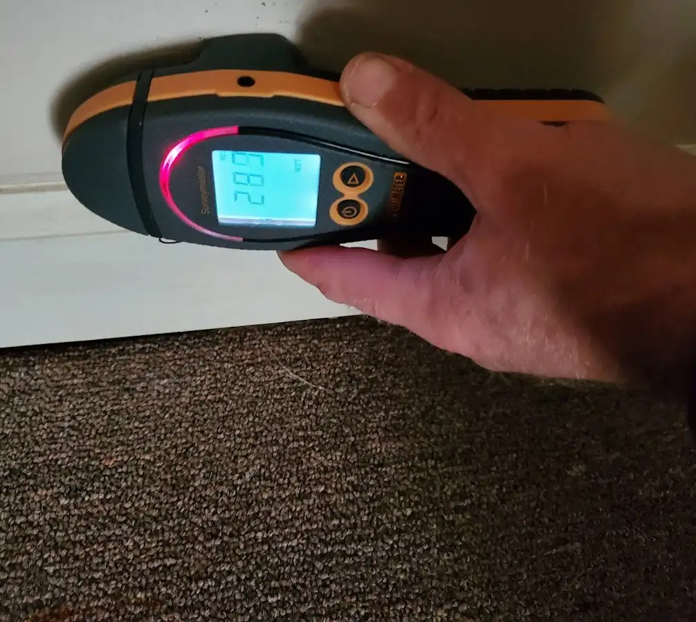 Moisture detection at baseboard during Burst Pipe Cleanup in Rancho Mirage